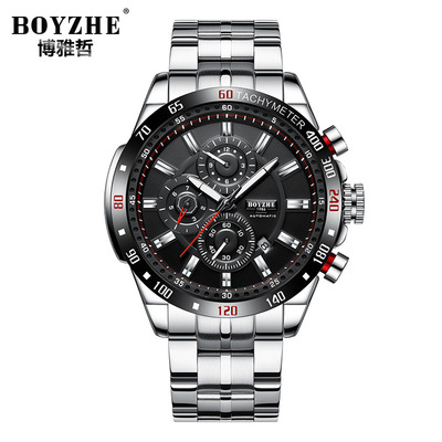 BOYZHE brand Switzerland fully automatic Mechanical watch Stainless steel Watch strap Noctilucent waterproof fashion motion man watch