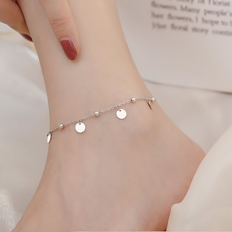 Fashion 925 Sterling Silver Geometric Disc Anklet Wholesale display picture 6