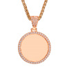 Round necklace, zirconium, photo frame, pendant engraved, suitable for import, European style, custom made