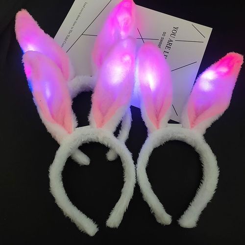 Luminous plush bunny ears headband headband glitter headband concert party party luminous headband wholesale