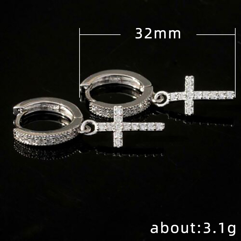 Classic Copper Inlaid Zircon  Cross Earrings Wholesale display picture 1