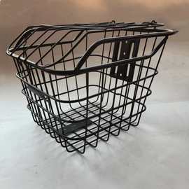 供应电动车车筐199款黑色车筐黑色带盖车篮电动车加粗管斜坡车篮