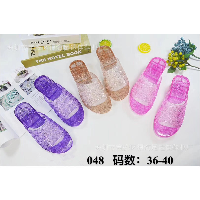 2020 Summer Hot Model 048 Crystal Women's High-heeled Home Indoor Non-slip Middle-aged and Elderly Slippers Factory Direct Wholesale