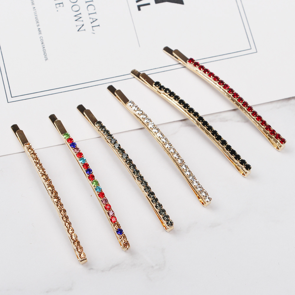 Korean Super Fairy Exquisite Small Diamond Hairpin One-character Clip Bangs Edge Clip Elegant Simple Good Matching Hair Accessories