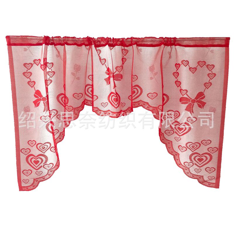 European and American Valentine's Day Wedding Ceremony Party Love Polyester Lace Window Screen Curtain Factory Direct Cross-border Foreign Trade