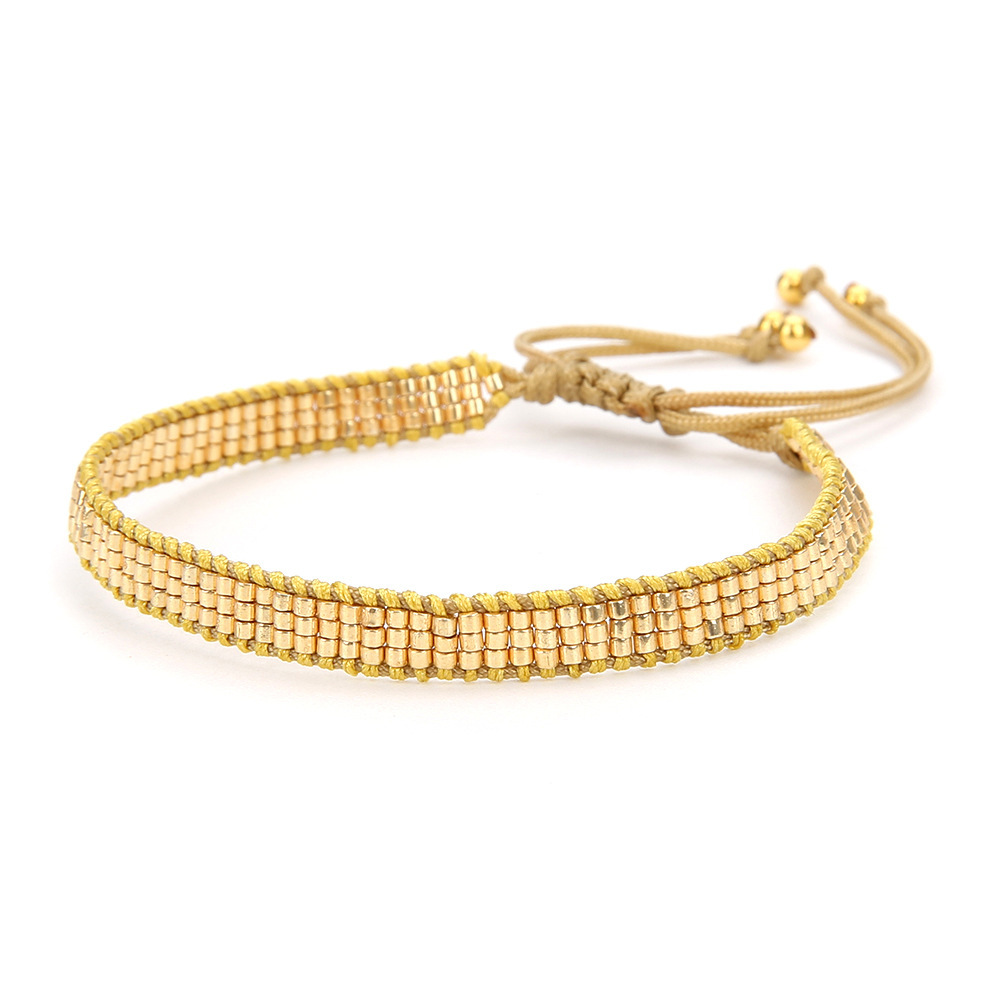 Fashion Bohemia 4mm Gold Bead Jewelry Import Miyuki Mi Bead Hand Woven Love Bracelet display picture 4