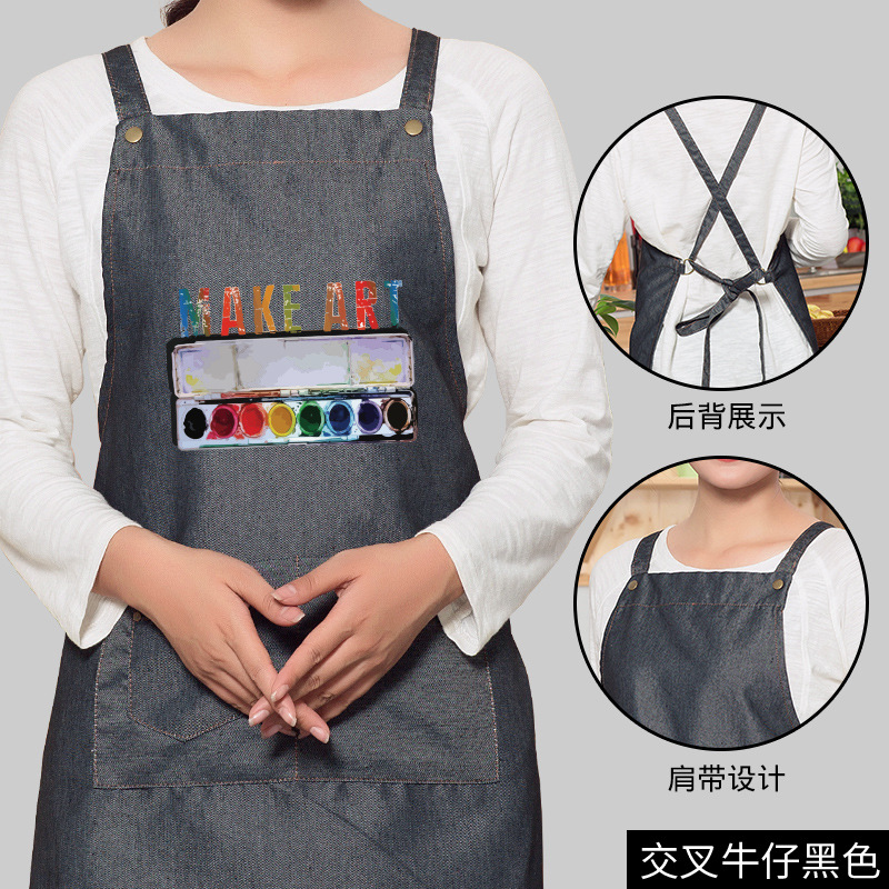 Simple pintura delantal mujer adulto estudiante de arte pintura al óleo antifouling casa sin mangas ropa de trabajo imprimible LOGO