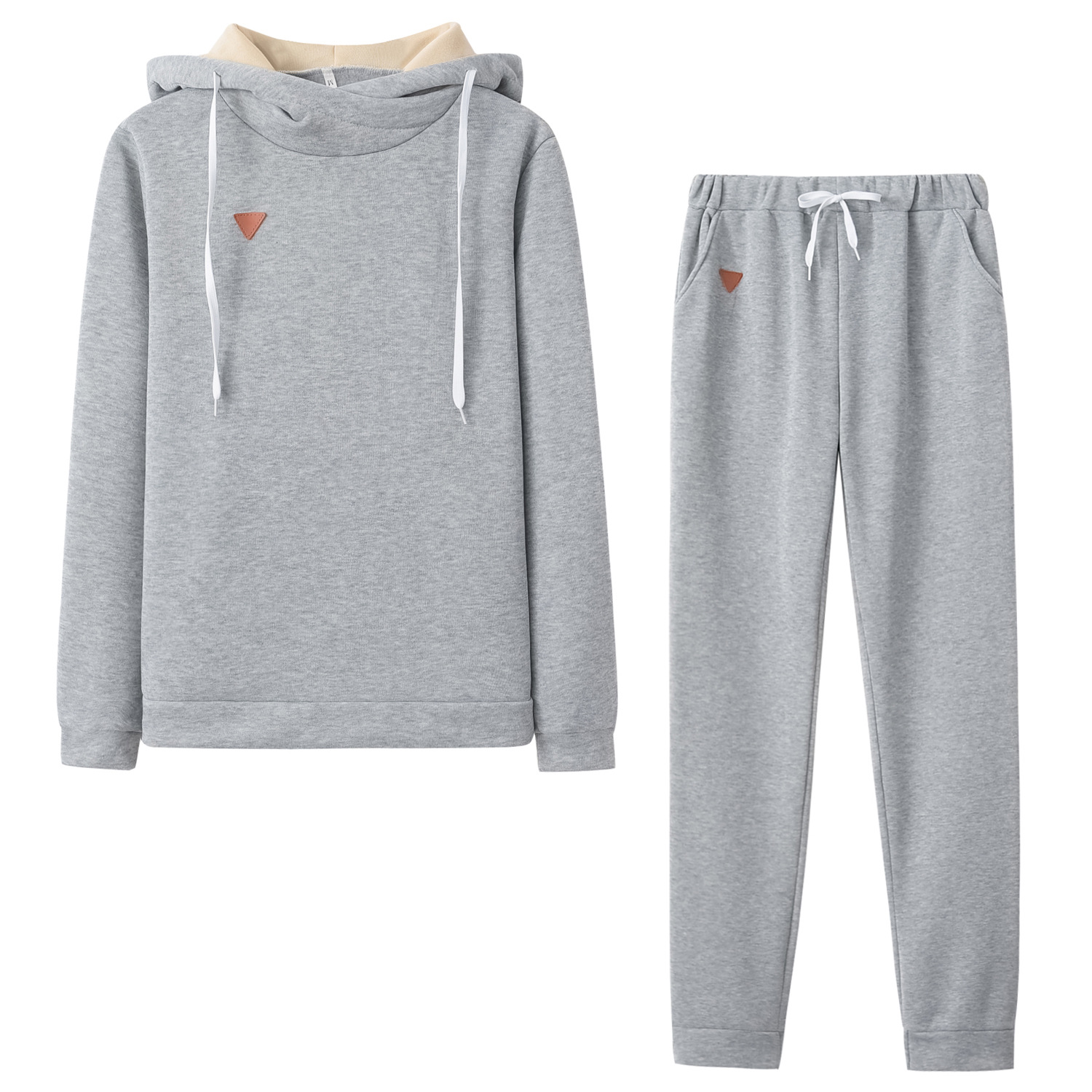 9531#2019 European American Women's Clothing Autumn And Winter Hot-selling New Fleece Fashion Leather Patch Casual_ecoleips.com