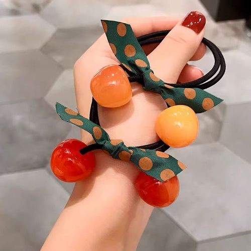 Cherry Korean version of hair elastic rubber band leather headband girl ponytail ball hair circle hair rope ins internet celebrity headwear