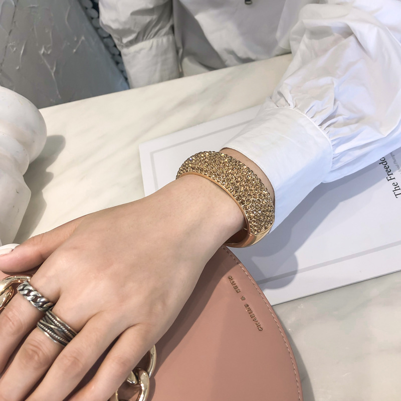 alloy wide-sided zircon bracelet