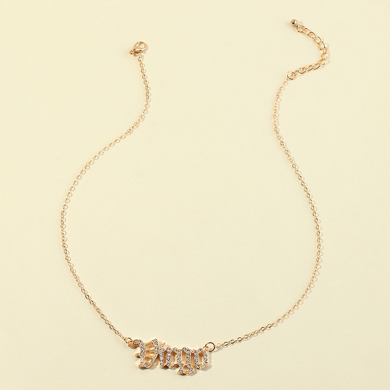 fashion  retro  diamond twelve constellation necklace