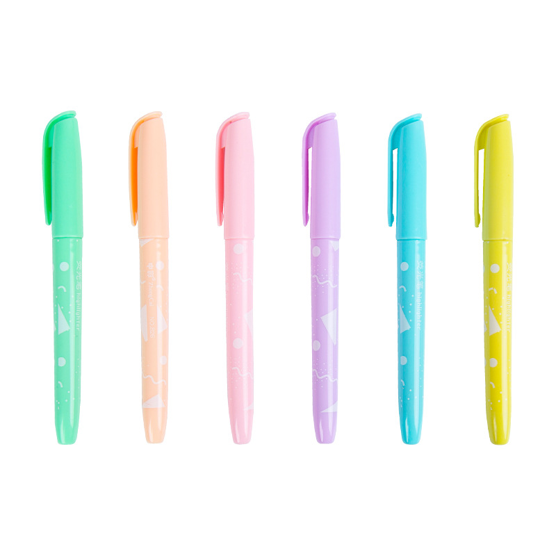 826 highlighter traje 1 Unidades 6 6 colores estudiante marcador pluma mano cuenta pluma papelería creativa tirón tapa color highlighter