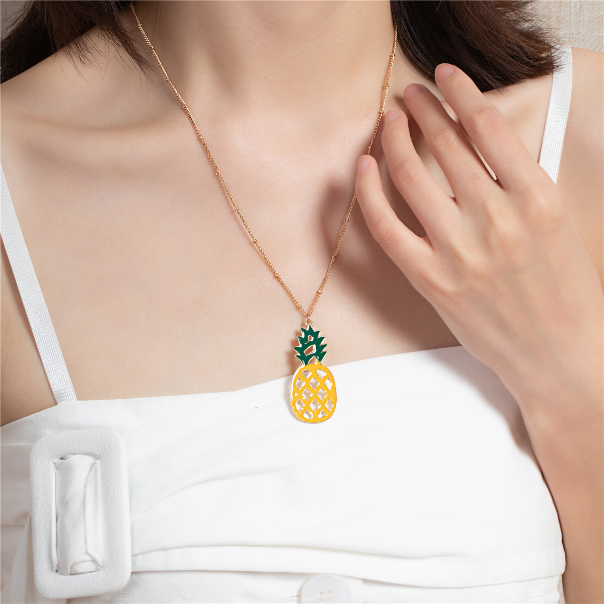 Simple Fruit Pineapple Necklace display picture 2