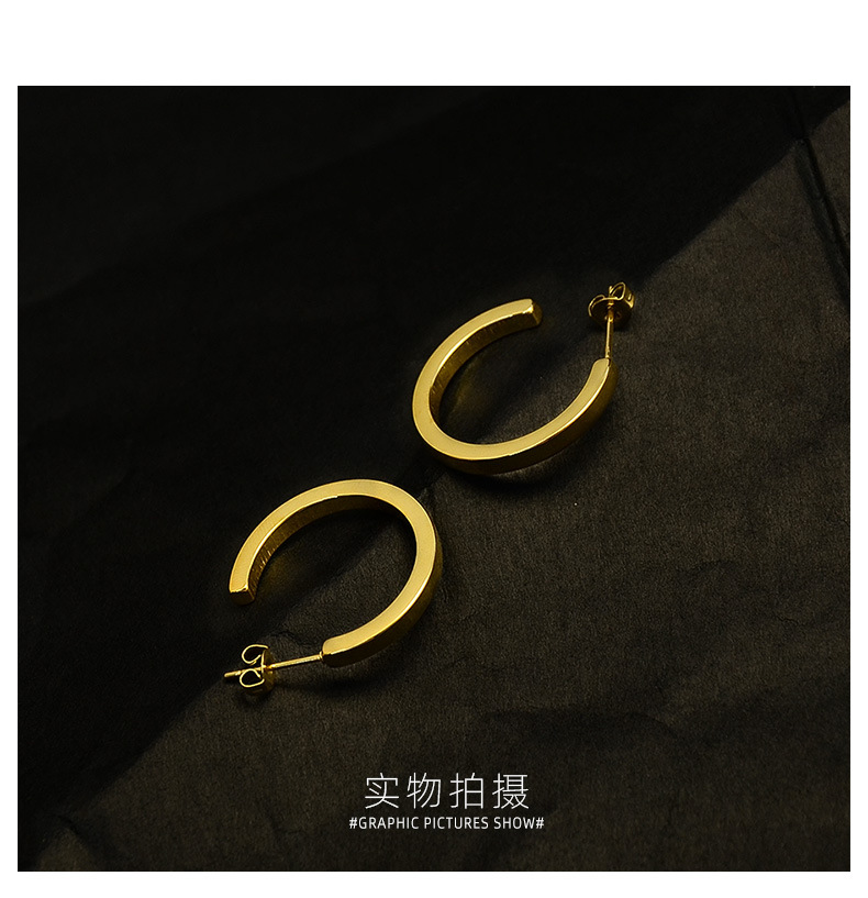 Fashion C Shape Plating Titanium Steel No Inlaid Earrings display picture 12