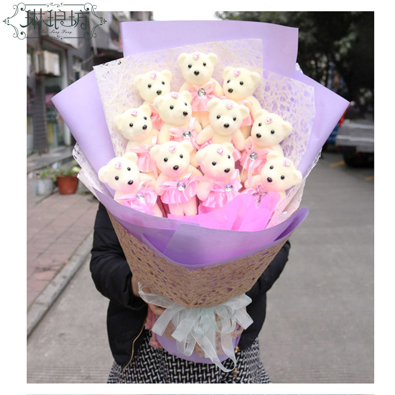 Oso de hielo 10 colores boda peluche juguete muñeca actividad pequeño regalo boda tirando muñeca de dibujos animados