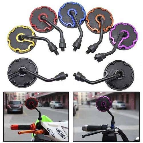 Motorcycle rearview mirror modified universal round mirror personalized electric vehicle scooter rear auxiliary mirror iron reflector