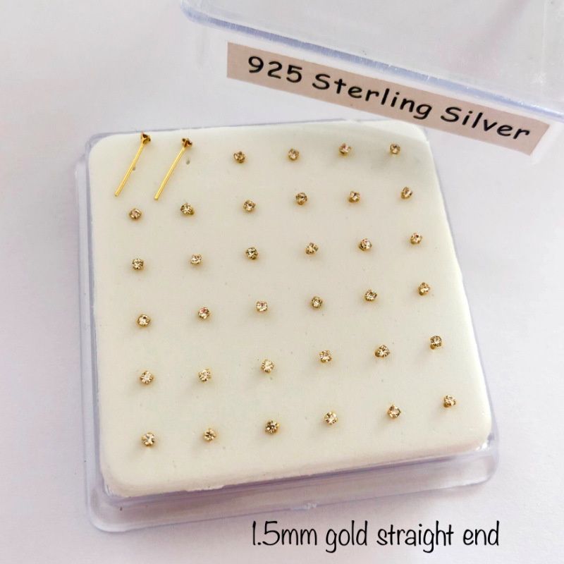 1.5 mm clear crystal nose stud