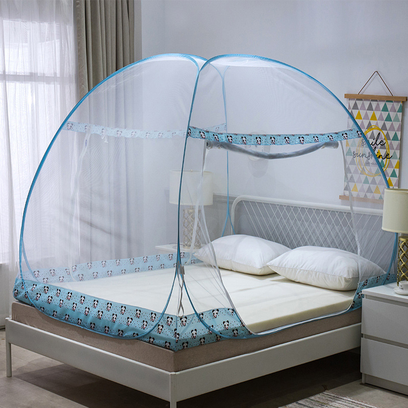 蒙古包蚊帳有底加密防蚊邊雙開門1.5米1.8m家用單人雙人簡易紋帳