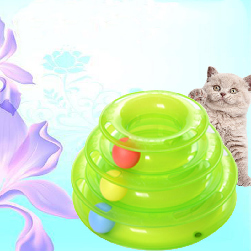 애완 동물 용품 고양이 장난감 3 층 턴테이블 인터랙티브 고양이 놀이 플레이트 고양이 장난감 세트 도매