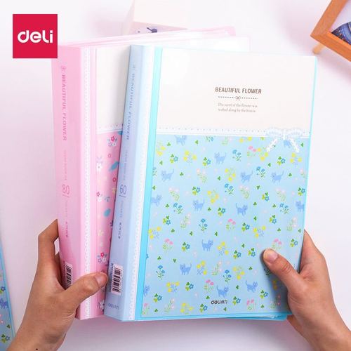 Deli A4 folder 30 pages 40 pages 60 pages 80 pages information book cute insert test paper clip small fresh organization folder