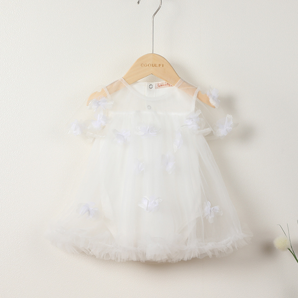 新生婴儿短袖连体衣棉夏立体花朵宝宝连体爬服一件代发婴儿装