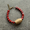 Accessories, red beaded bracelet, cotton and linen, new collection, simple and elegant design