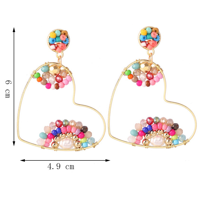 The New Fashion Woven Love Bead Earrings Exaggerated Beaded Earrings Wholesale display picture 1