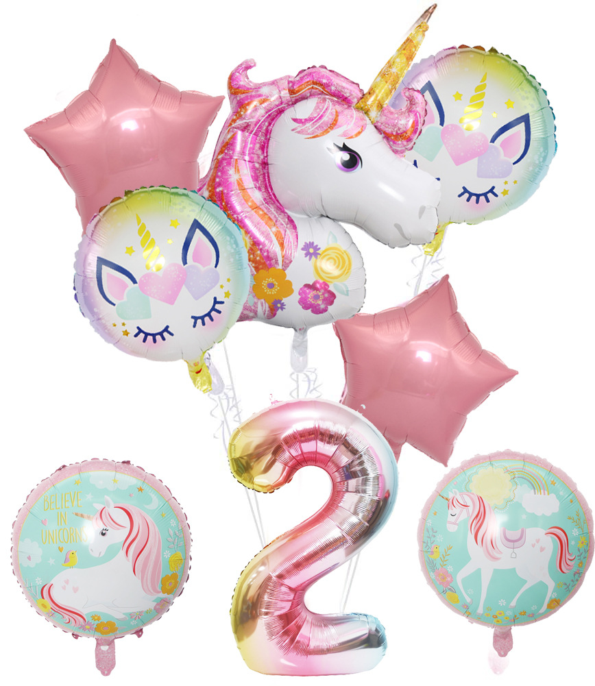 Cute Rainbow Star Unicorn Aluminum Film Home Party Carnival Balloons display picture 1
