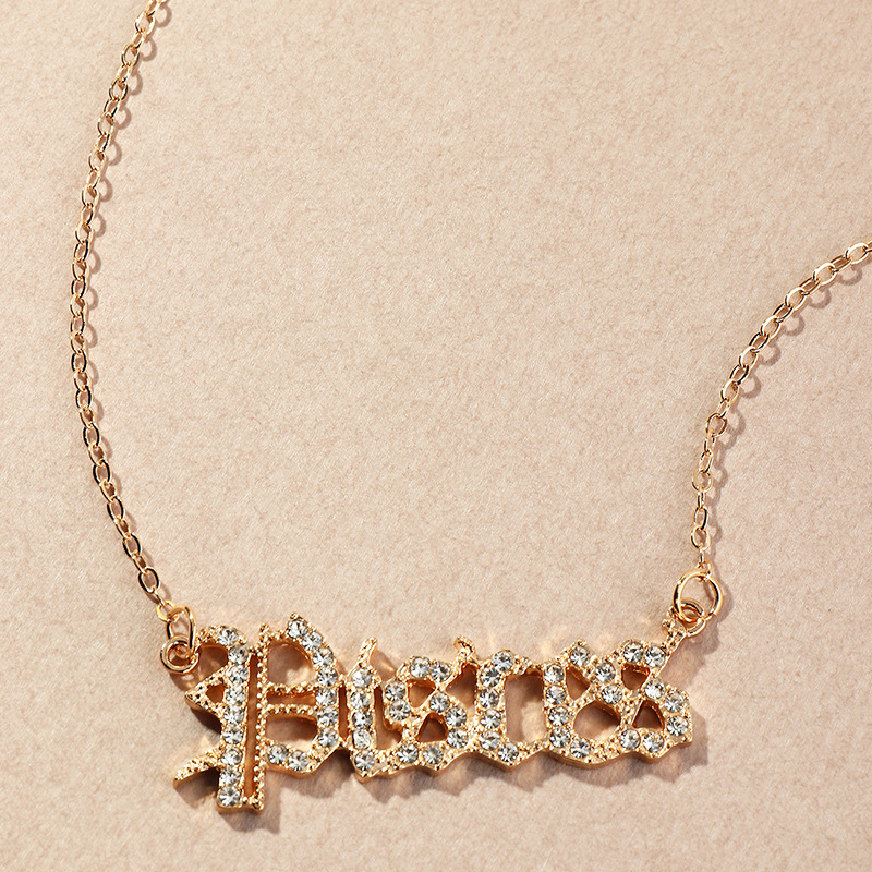 fashion  retro  diamond twelve constellation necklace