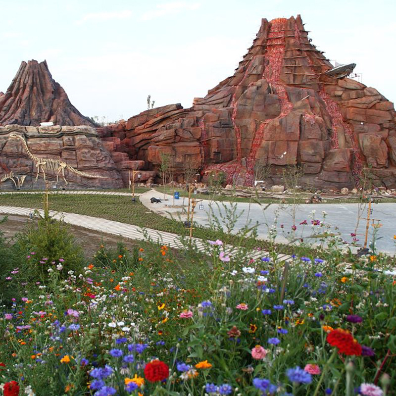 大型GRC水泥假山瀑布小区假山水系 景区大型假山地貌火山施工|ru