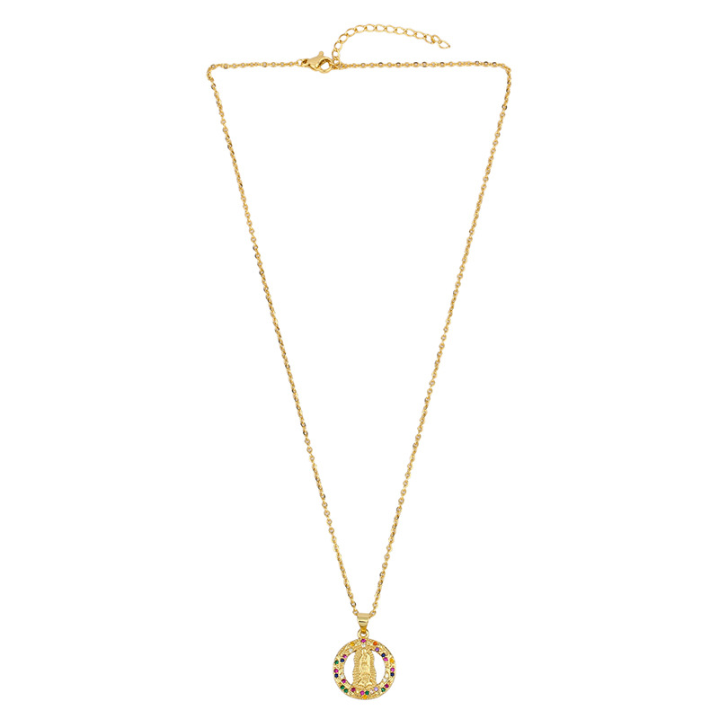 Fashion Virgin Mary Necklace 18K Gold Plated Cross Necklace Female Zircon Necklace