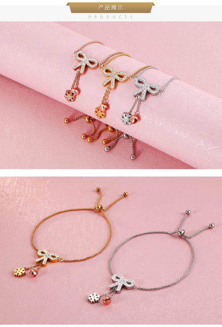 Bracelets Classification 304 Stainless Steel Chain Material Korean Fashion Accessories Simple Stainless Steel Diamond Butterfly Pull Bracelet