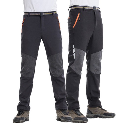 Autumn and Winter Fleece-Lined, Thickened Men's Outdoor Windproof, Warm, and Stylish Pants—Skiing, Mountaineering, and Softshell Pants