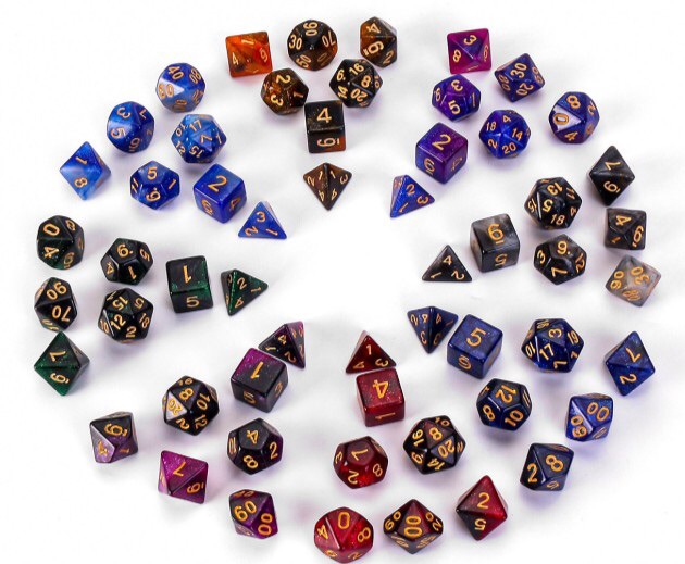 Starry Sky Two-color Multi-faced Dice Set Foreign Trade Cross-border Supply Of Seven Pieces Of Digital Game Dice Large Quantity And Excellent Price