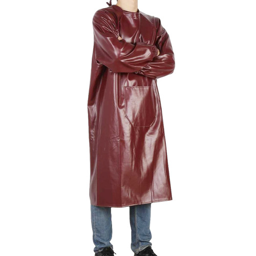 Leather waterproof long-sleeved apron, oil-proof, weak acid and alkali resistant, reverse dressing for men and women, thickened overalls, PU coveralls