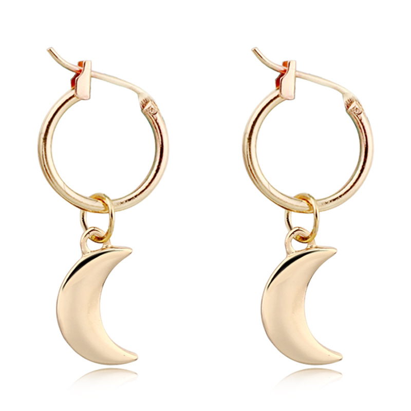 Earrings Fashion Simple And Exquisite Small Moon Earrings Glossy Crescent Pendant Ear Ring Wholesale Nihaojewelry display picture 1