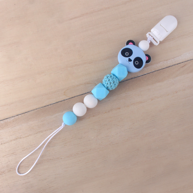 Bebé chupete de silicona chupete cadena anti-gota bebé juguete chupete de silicona clip anti-caída cinturón Panda cinturón de cadena anti-perdida