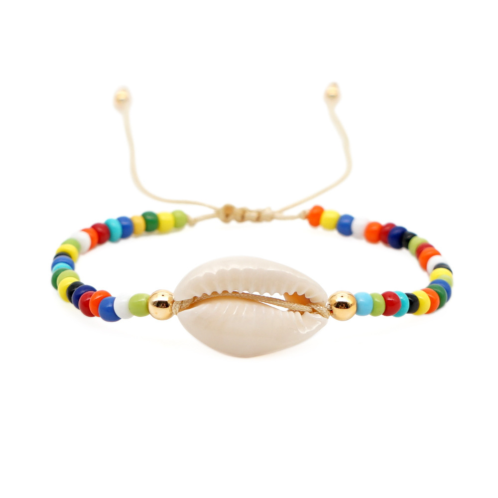 Bohemian Glass Beads Rainbow Female Natural Shell Glass Eye Bracelet Set display picture 5