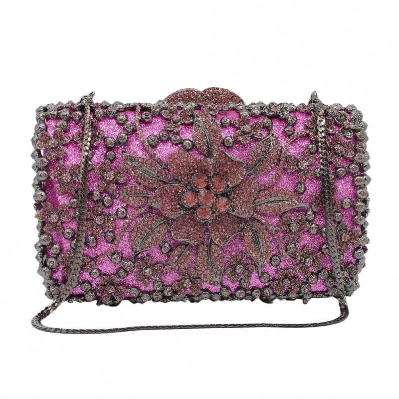 Fuente transfronteriza de diamantes bolsas de cena de diamantes metálicas huecas bolsas de mano de reunión anual vestido bolsas de noche bolsas duras