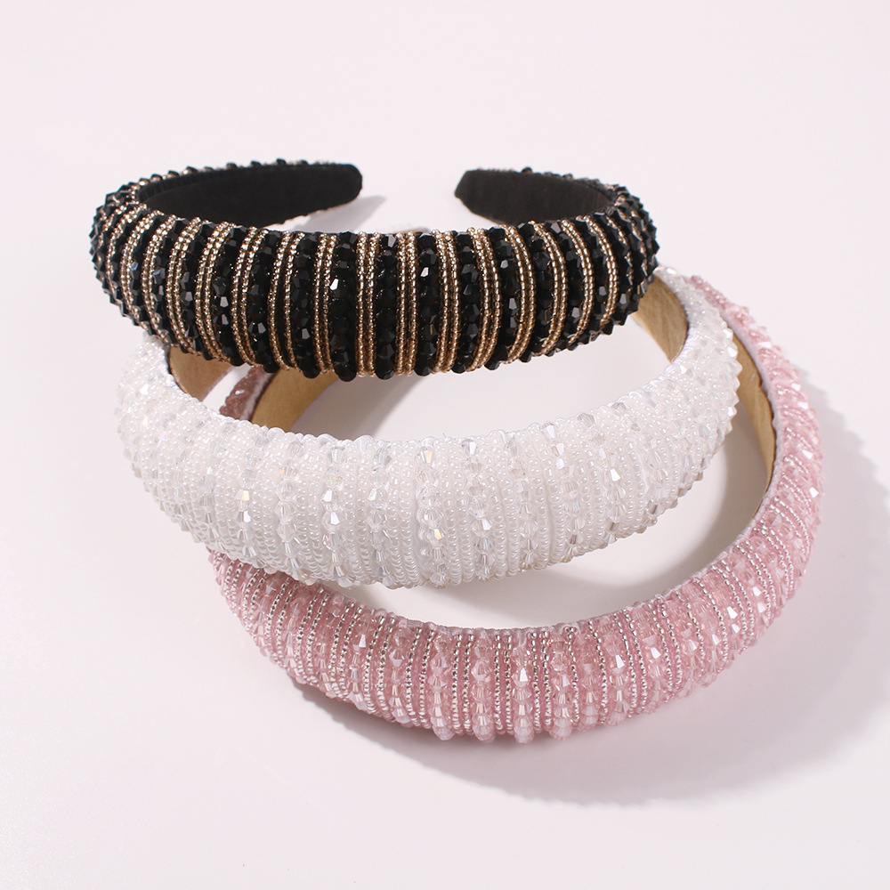 Fashion Handmade Beaded Headband Women's Big Thick Sponge Wide Brim Hot-saling Headband display picture 14