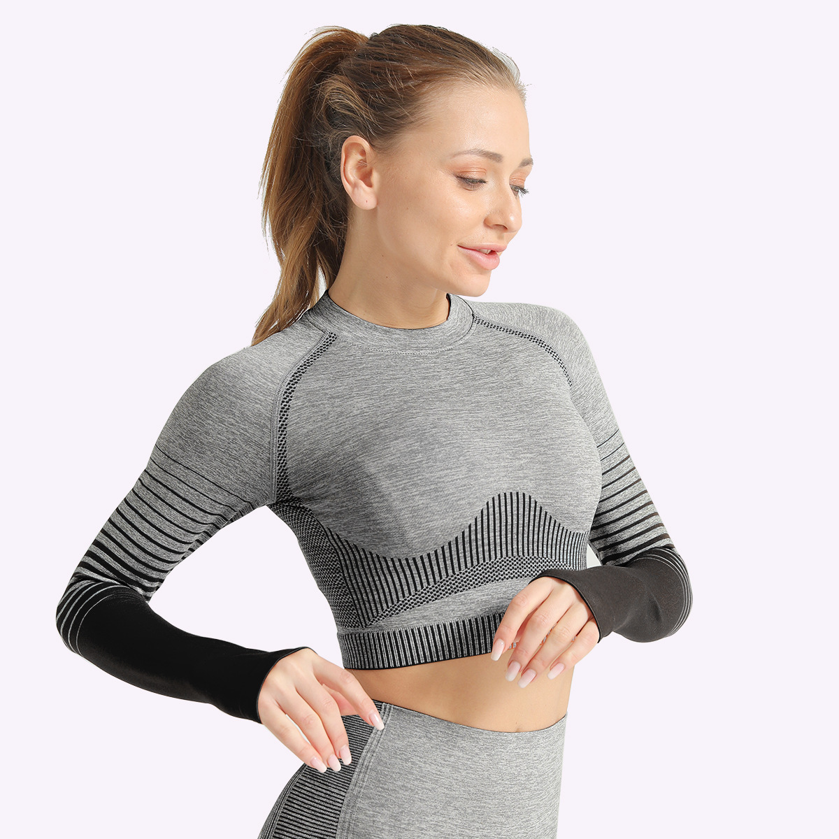 new spring and summer sports tight seamless knitted yoga top NSLX20218