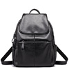 Backpack, fashionable universal capacious leather shoulder bag for traveling, genuine leather, 2022 collection, Korean style, anti-theft
