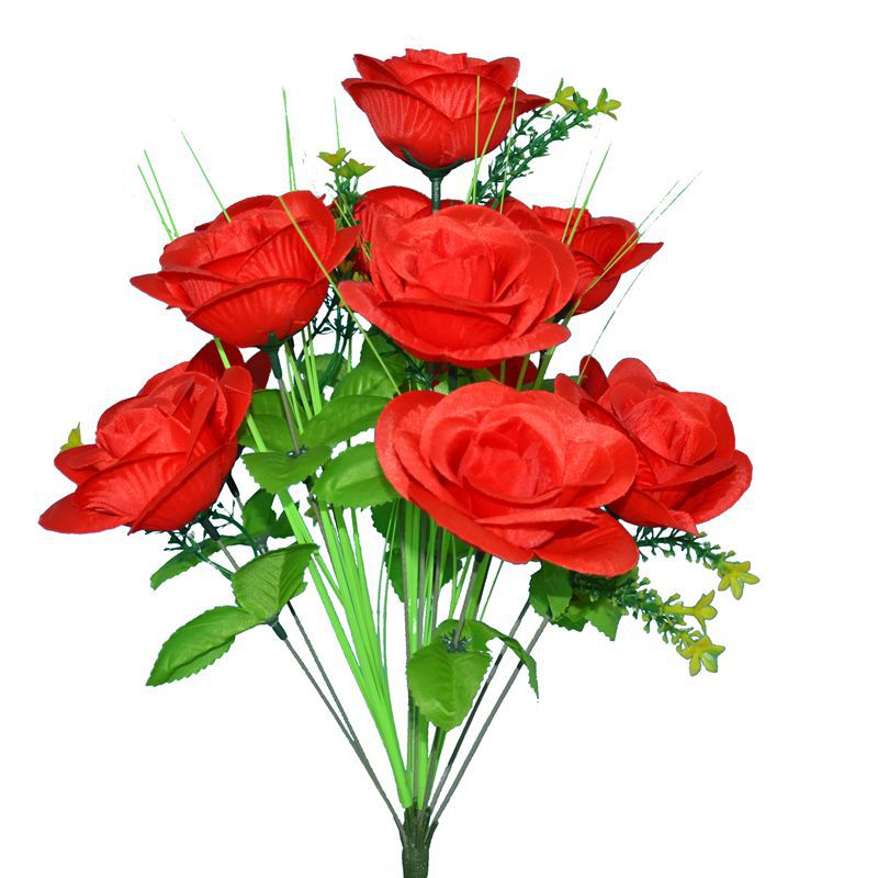 Chengdu flor de seda de simulación de alta calidad y barata 12 flores de mango de rosa de 42cm flores de mango de plástico de rosa de jardín falso