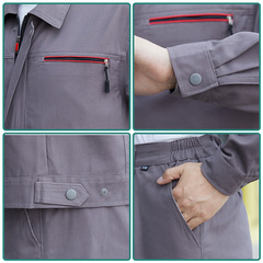 Cotton Workwear Long-Sleeve Workwear Set Men Durable Welding Workwear Breathable Full-Cotton Protective Workwear Factory Uniform Wholesale