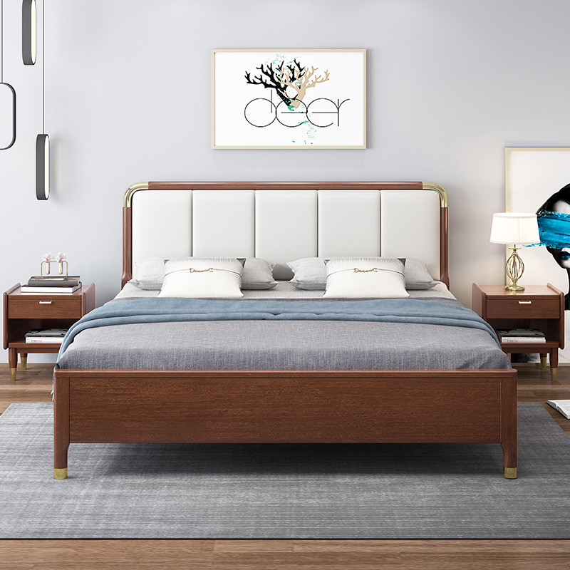 New Chinese light luxury solid wood bed 1.35 Nordic 1.8 double bed main sleeves bed modern minimalist soft bag soft bed