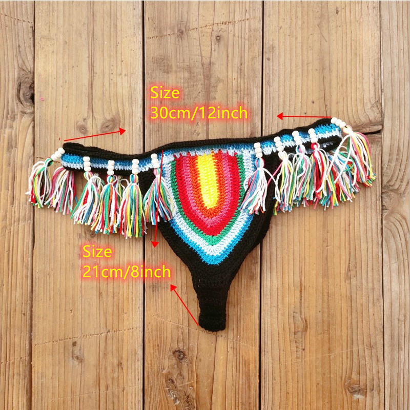 Bikini Panties Style Bra&Panty Set Bra Category Cotton Blend Fabric Type Women's Multicolor Tassel Braid 2 Piece Set Bikinis Swimwear