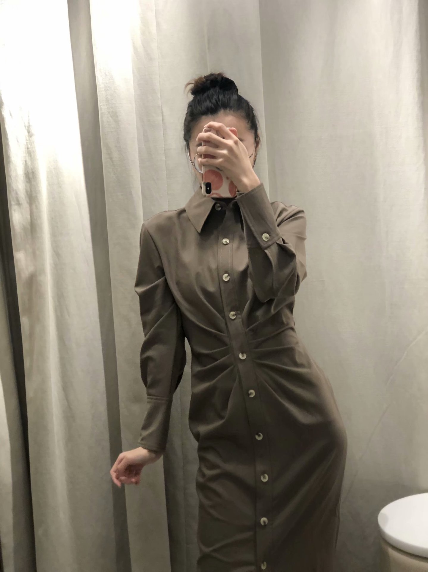 new women s casual lapel pleated shirt dress NSAM6660