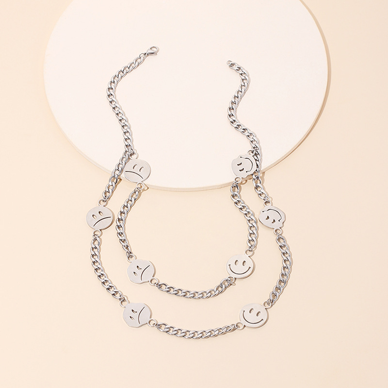 60g Weight Necklace Classification Wedding, Travel Occasion Titanium Steel Material Unisex Gender New Letter Army Brand Smiling Face Hip Hop Style Titanium Steel Necklace Accessories Jewelry 8