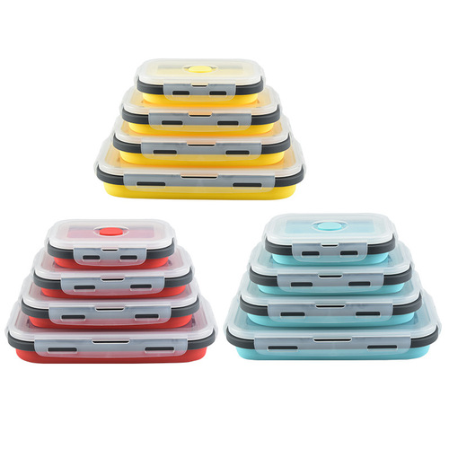 Silicone lunch box outdoor foldable silicone lunch box refrigerator crisper portable lunch box retractable