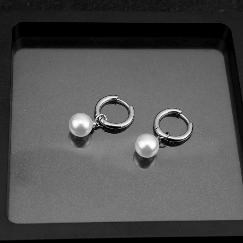10g Weight Drop Earrings Classification 1 Pair Quantity Holiday, Daily Occasion Stainless Steel Material Pearl Pattern Unisex Gender Polishing Design Simple Style Style 1 Pair Simple Style Pearl Polishing Stainless Steel Drop Earrings 15